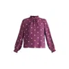 Paisie Women's Pink / Purple Pleated Collar Polka Dot Blouse In Pink And Cream In Pink/purple