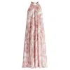 Paisie Women's Pink / Purple / White Halterneck Maxi Dress In Pink & White In Pink/purple/white