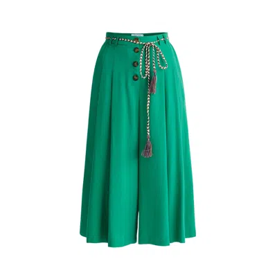 Paisie Women's Pleated Lyocell Culottes - Green