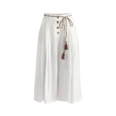 Paisie Women's Pleated Lyocell Culottes - White