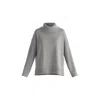 Paisie Women's Polo Neck Jumper With Ribbed Details In Grey In Grey