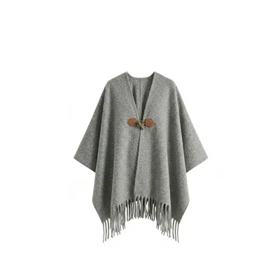 Paisie Women's Poncho Scarf With Toggle Closure In Grey In Pink