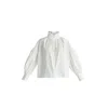 Paisie Women's Puff Sleeve Shirt With Ruffled Collar In White In White