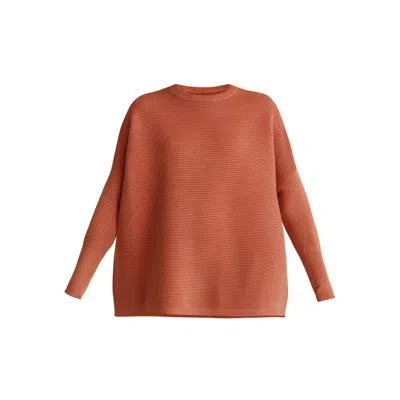 Paisie Women's Red  Ribbed Jumper In Rust
