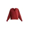 Paisie Women's Red V-neck Batwing Blouse In Burgundy In Red