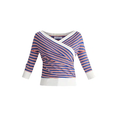 Paisie Women's Red / White / Blue Knitted Wrap Top In Red, White & Blue In Red/white/blue