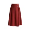 Paisie Women's Red Wrap Midi Skirt With Pleated Detail In Burgundy In Burgundy