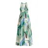 Paisie Women's Retro Wave Halter Neck Maxi Dress In Green, Brown, Blue, Mint And White