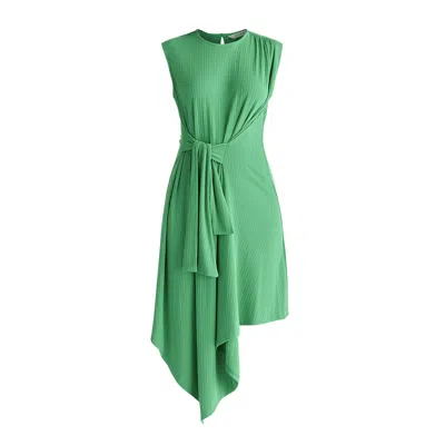 Paisie Women's Ribbed Asymmetric Hem Dress In Green