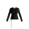 Paisie Women's Ribbed Drawstring Top In Black In Black