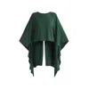 Paisie Women's Round Neck Cape Top In Dark Green In Green