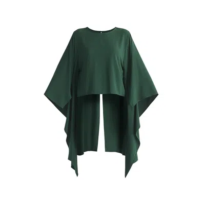 Paisie Women's Round Neck Cape Top In Dark Green