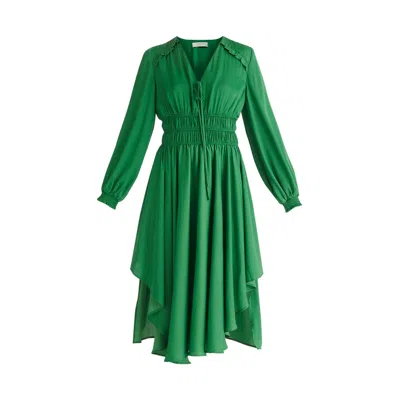 Paisie Women's Ruched Waist Midi Dress In Green