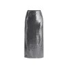 Paisie Women's Sequin Midi Skirt With Side Slit In Black In Black
