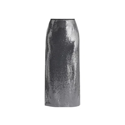 Paisie Women's Sequin Midi Skirt With Side Slit In Black