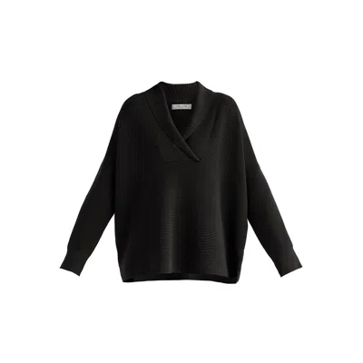 Paisie Women's Shawl Collar Ribbed Jumper In Black