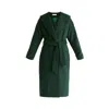 Paisie Women's Shawl Collar Wool Coat With Belt In Dark Green In Green