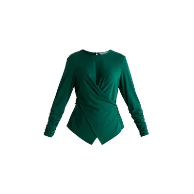 Paisie Women's Side Button Jersey Wrap Top In Green