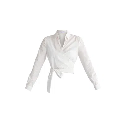 Paisie Women's Side Tie Wrap Blouse In White