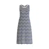 Paisie Women's Sleeveless Midi Knit Dress In Zigzag Pattern In Navy And White