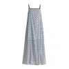 Paisie Women's Spaghetti Strap Swing Dress In Zigzag Pattern In White And Blue
