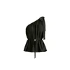 Paisie Women's Sparkled One Shoulder Bow Top In Black In Black