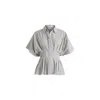 Paisie Women's Striped Shirt With Waist Pleats In White And Black In Black/white