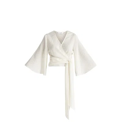 Paisie Women's Textured Wrap Kimono Blouse In Off White