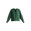 Paisie Women's V-neck Batwing Blouse In Green In Green