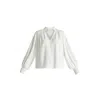 Paisie Women's V-neck Blouse With Gathered Detail In White In White