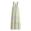 Paisie Women's White / Green Tiered Halterneck Maxi Dress In Green & White In White/green