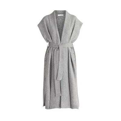 Paisie Women's Wide Collar Sleeveless Cardigan In Light Grey