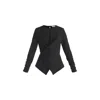 Paisie Women's Wrap Top With Ruched Sleeve Detail In Black In Black