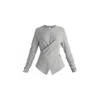 Paisie Women's Wrap Top With Ruched Sleeve Detail In Marl Grey In Grey