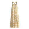 Paisie Women's Yellow / Orange / Blue Tiered Halterneck Maxi Dress In Yellow, Blue, Off White & Cream In Yellow/orange/blue