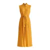 Paisie Women's Yellow / Orange Linen Blend Jumpsuit With Stitch Details In Ochre Yellow In Yellow/orange