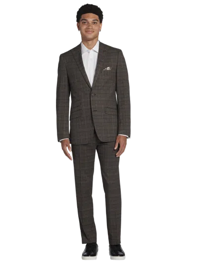 Paisley &amp; Gray Paisley & Gray Big & Tall Men's Slim Fit Plaid Suit Jacket Camel - Size: 48 Regular