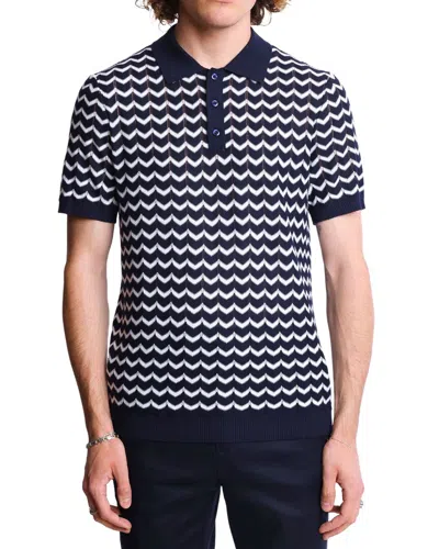 Paisley & Gray 3 Button Chevron Polo Shirt In White