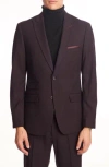 Paisley & Gray Ashton Slim Fit Burgundy Grid Blazer In Purple