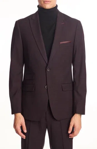 Paisley & Gray Ashton Slim Fit Burgundy Grid Blazer In Purple