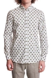 Paisley & Gray Brian Beetle Print Stretch Cotton Dress Shirt In White