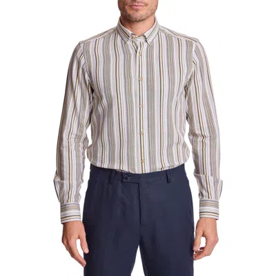 Paisley & Gray Brian Linen Blend Button-down Shirt In Multi