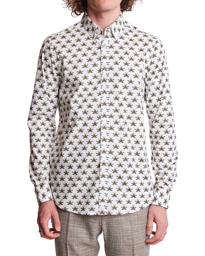 Paisley & Gray Brian Beetle Print Stretch Cotton Dress Shirt In White