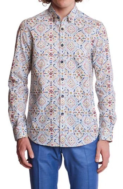 Paisley & Gray Brian Stretch Cotton Button-down Shirt In Multi