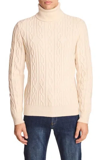Paisley & Gray Cable Stitch Turtleneck Sweater In Neutral