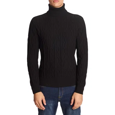 Paisley & Gray Chunky Wool-blend Turtleneck Sweater In Black