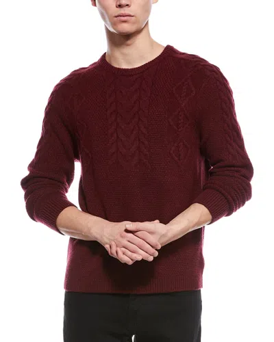 Paisley & Gray Cable Wool-blend Crewneck In Red