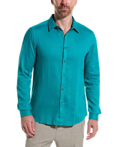 Paisley & Gray Cabo Linen-blend Shirt In Green