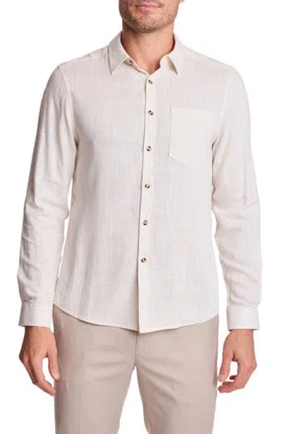 Paisley & Gray Cabo Trim Fit Linen Blend Button-up Shirt In White