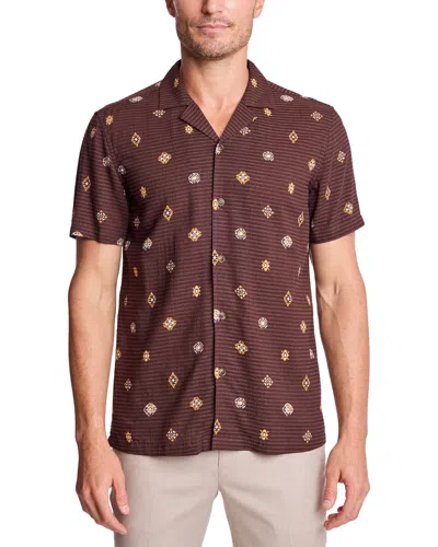 Paisley & Gray Ornate Cotton Blend Camp Shirt In Brown